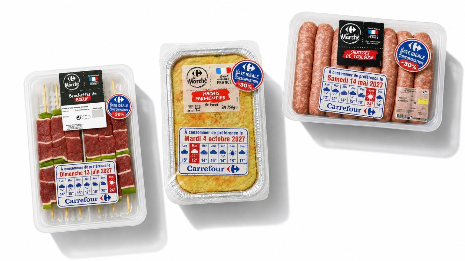 Carrefour products carrying weather-based ideal consumption date labels